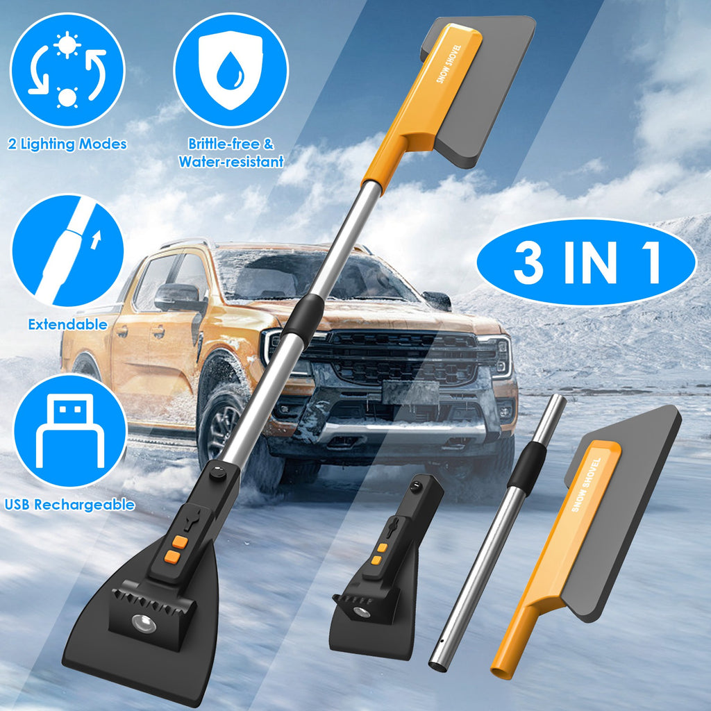 3-in-1 snow shovel with LED light