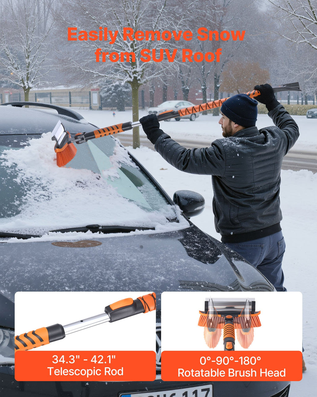 Ice scraper and silicone squeegee heads